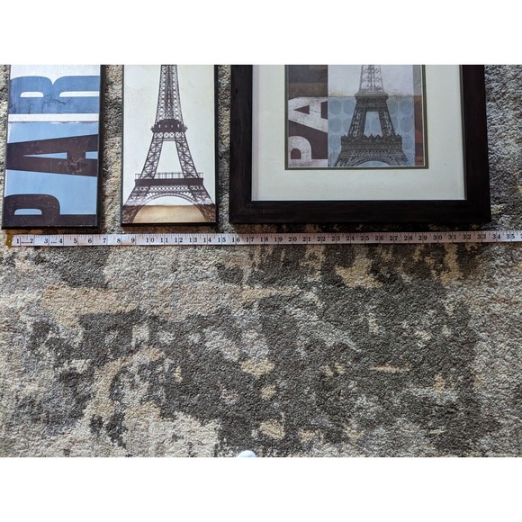 Paris Decorations 3 Piece Lot. Framed Picture 23.5"X 17.5" Two Wooden 18.5x6.5" - Picture 5 of 7